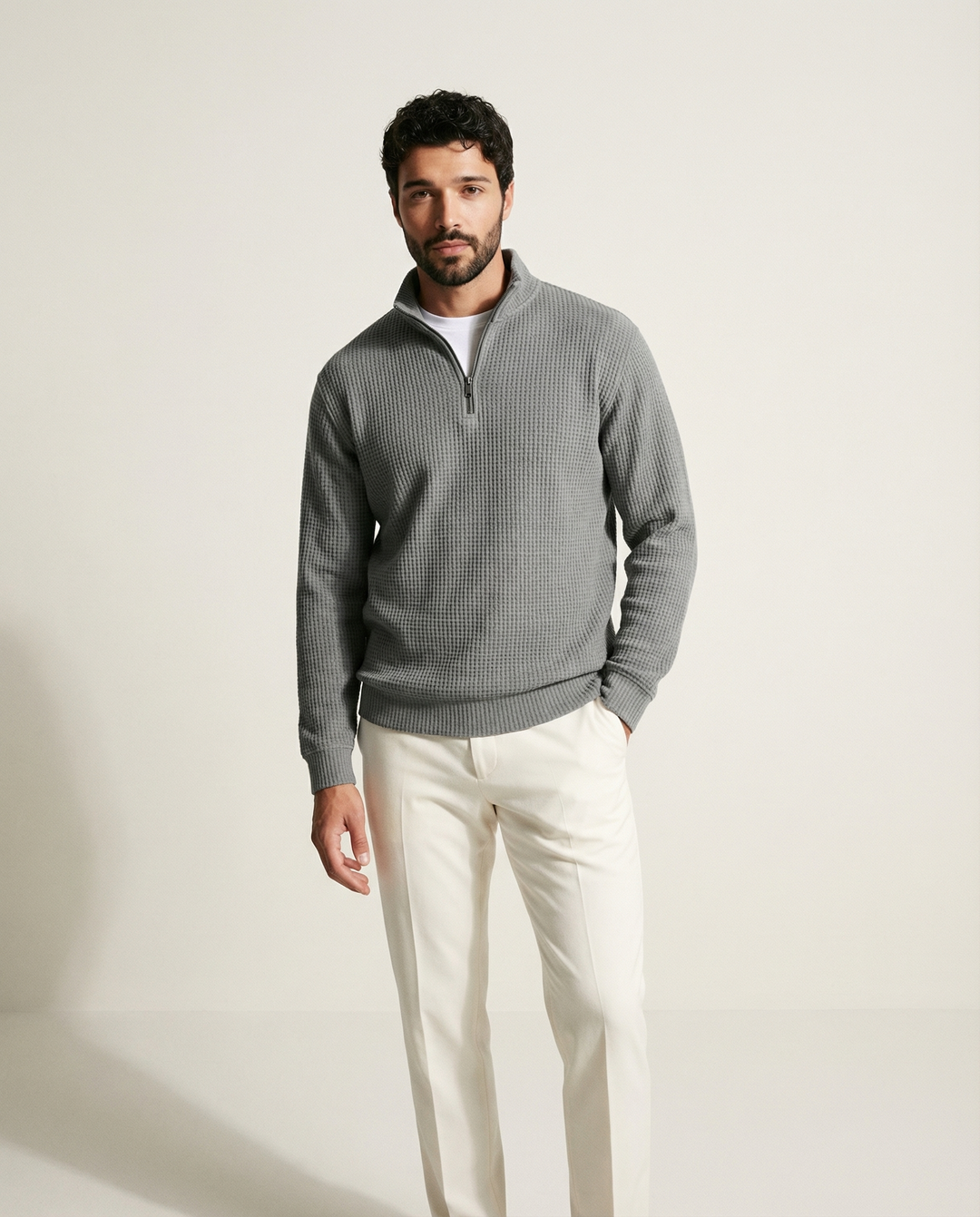 Halbreißverschluss-Strickpullover