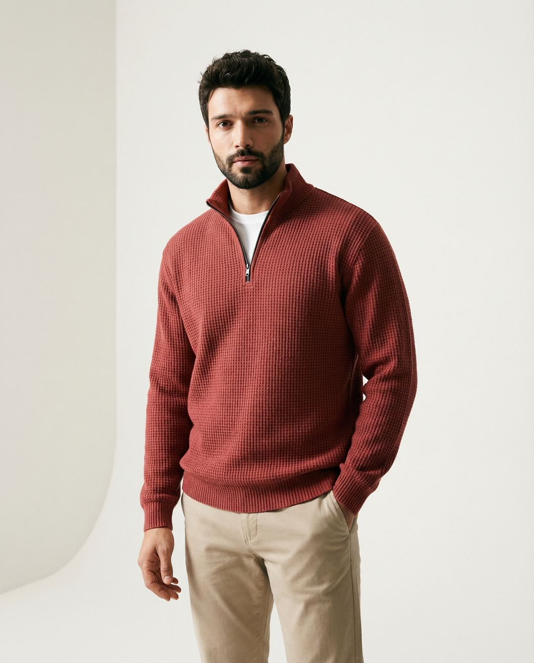 Halbreißverschluss-Strickpullover