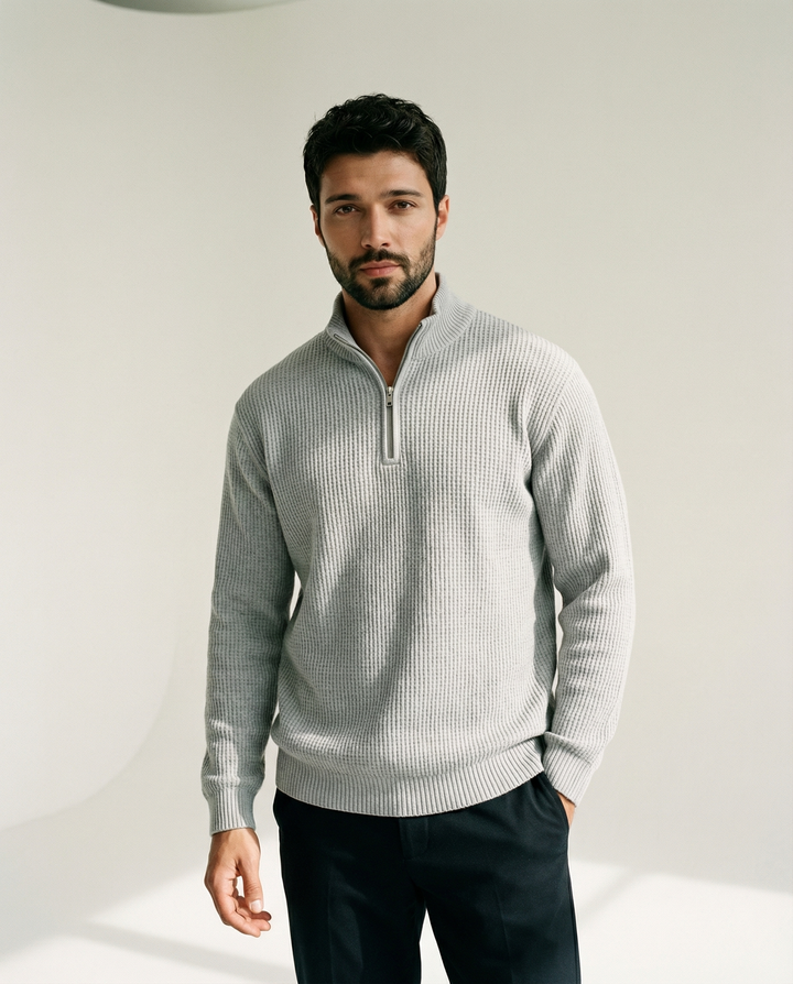 Halbreißverschluss-Strickpullover
