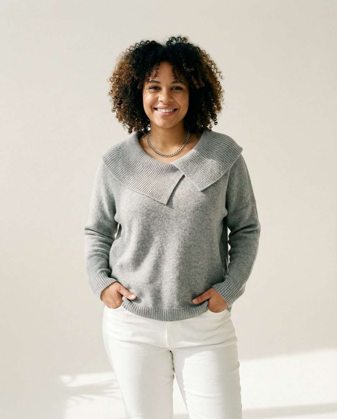 Faltenkragen-Wollmix-Pullover