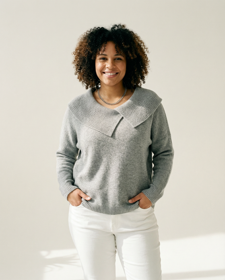 Faltenkragen-Wollmix-Pullover