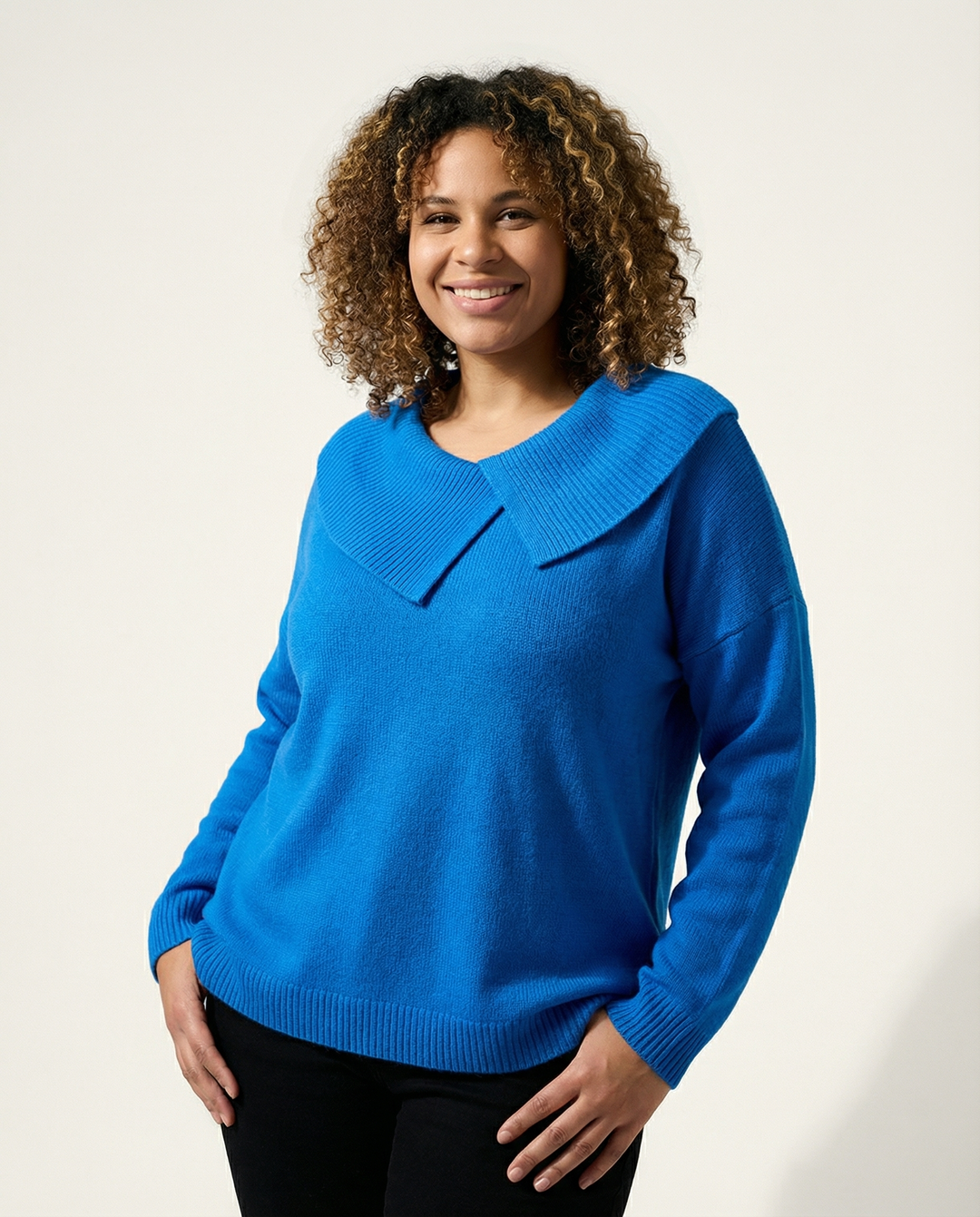 Faltenkragen-Wollmix-Pullover