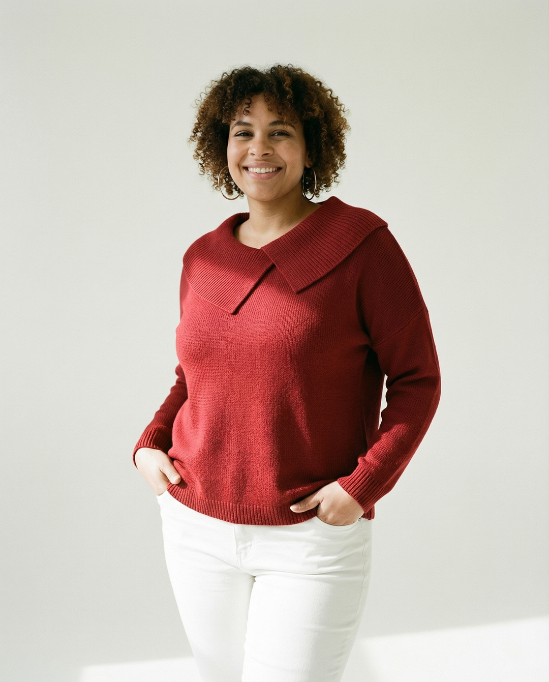 Faltenkragen-Wollmix-Pullover