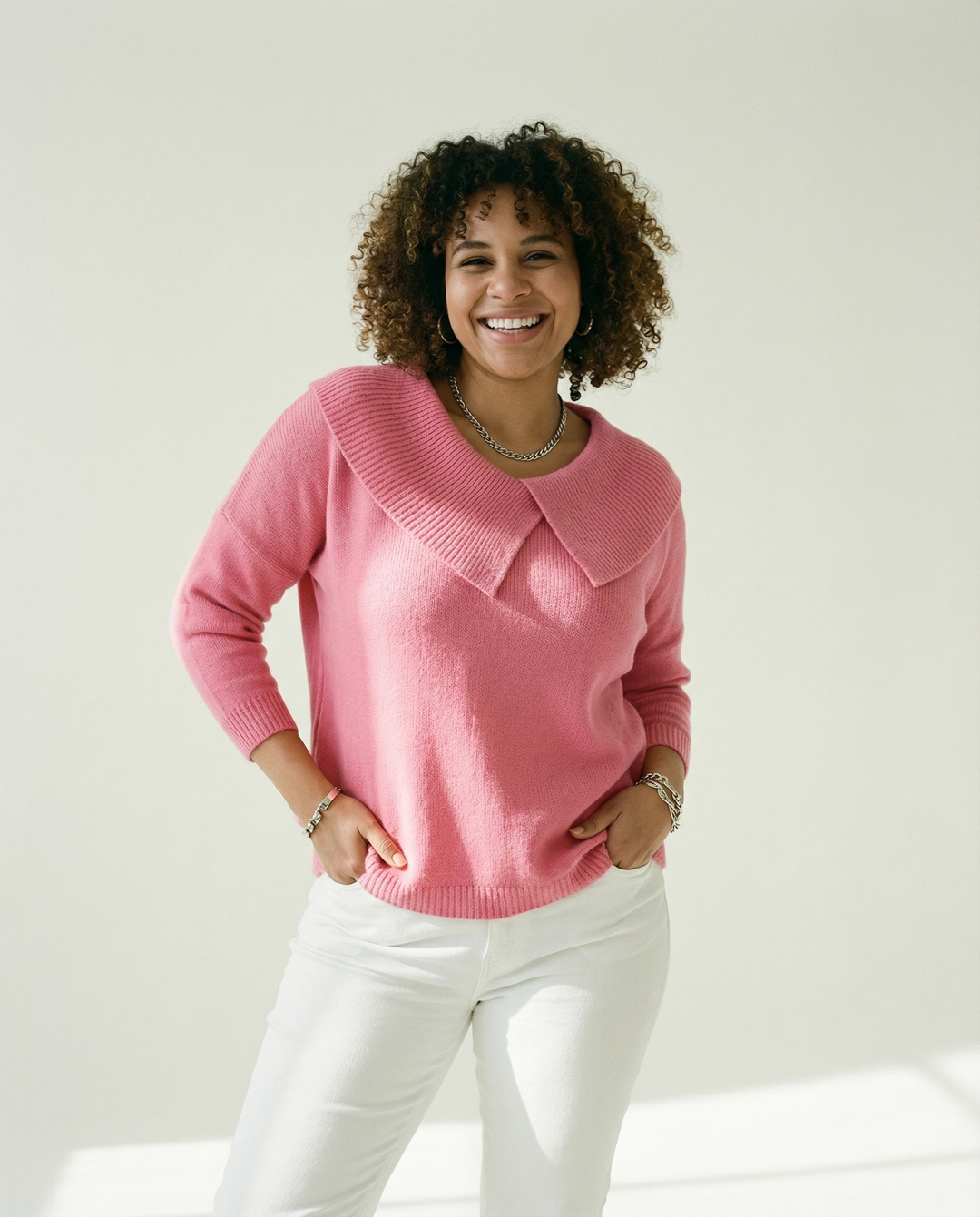Faltenkragen-Wollmix-Pullover
