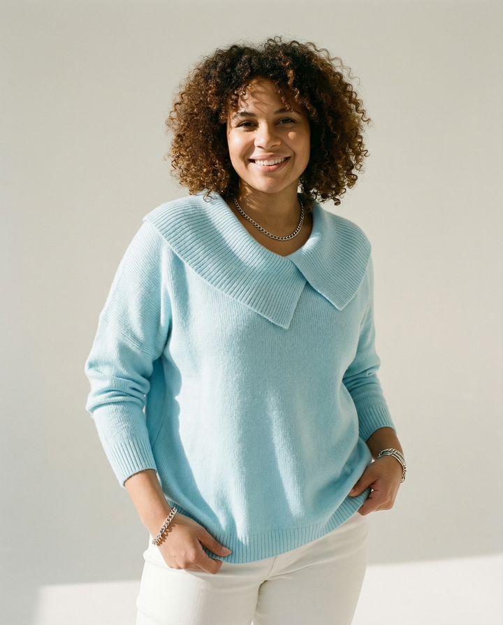 Faltenkragen-Wollmix-Pullover