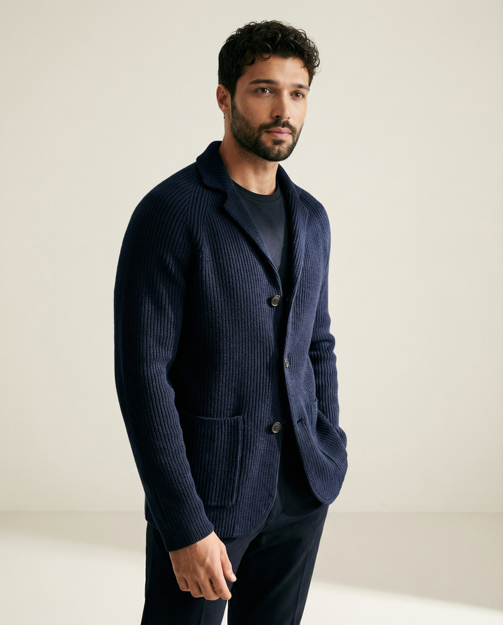 Schalkragen-Strickjacke aus Wollmischung