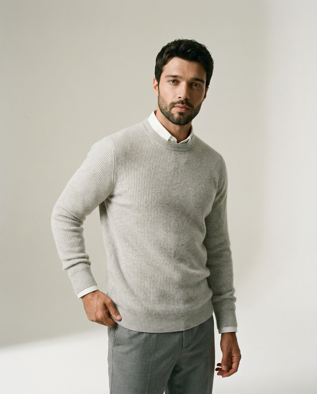 Fein gestrickter Kaschmir-Mischpullover