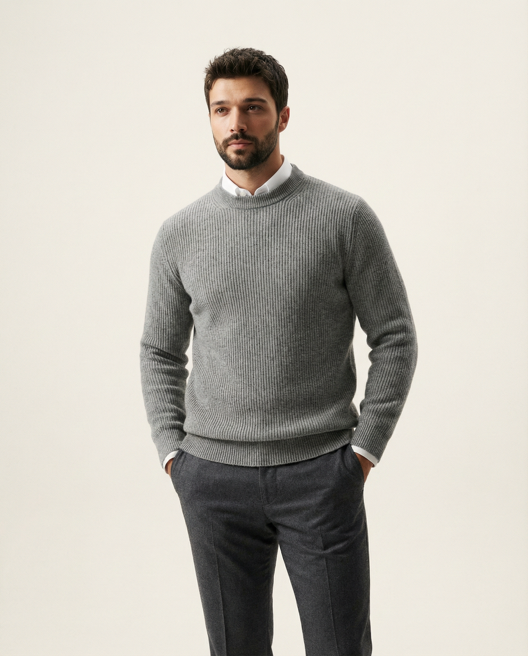 Fein gestrickter Kaschmir-Mischpullover