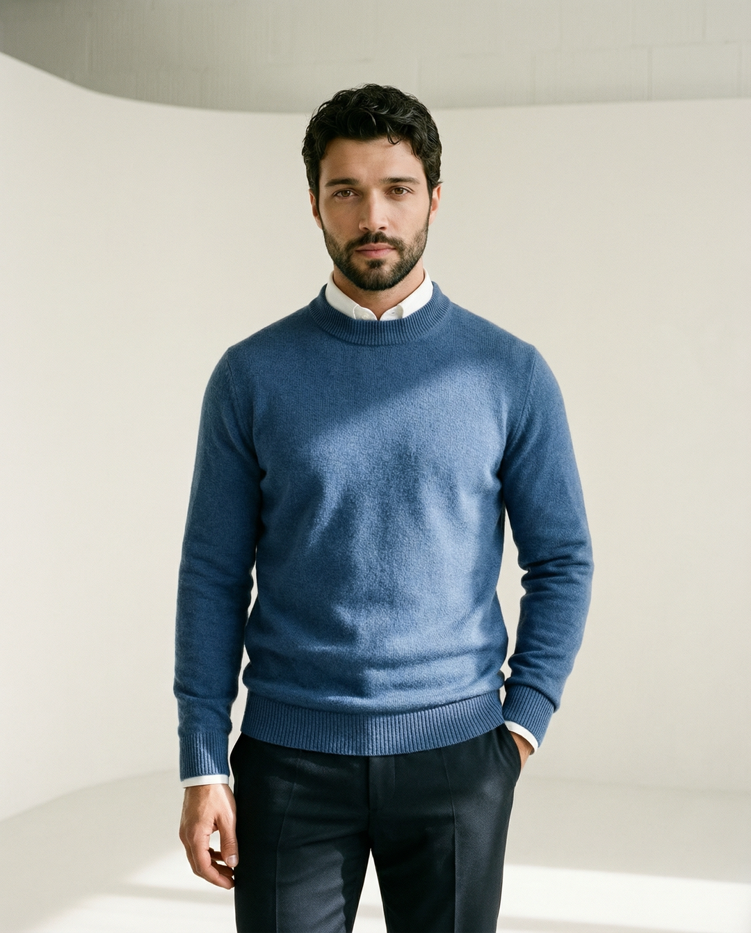 Fein gestrickter Kaschmir-Mischpullover