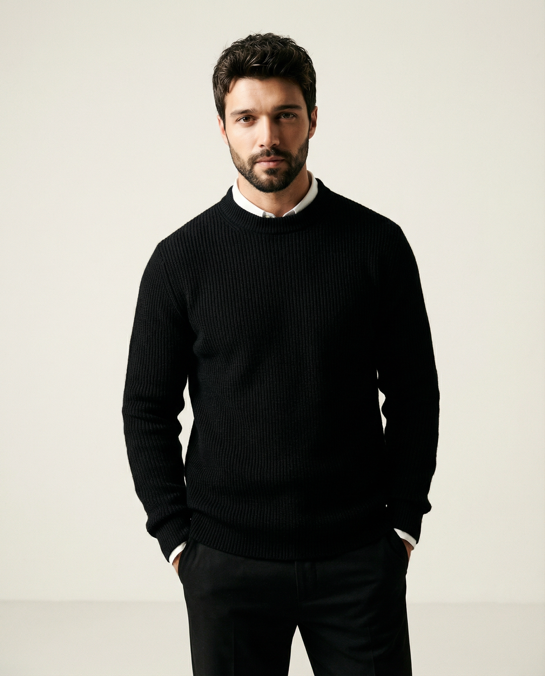 Fein gestrickter Kaschmir-Mischpullover