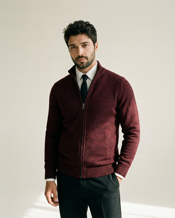 Maßgeschneiderter Merino-Baumwoll-Strickcardigan