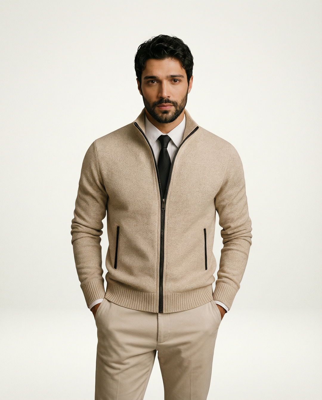 Maßgeschneiderter Merino-Baumwoll-Strickcardigan