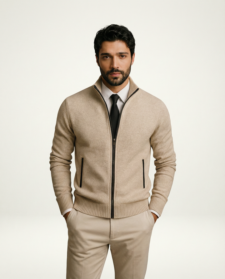 Maßgeschneiderter Merino-Baumwoll-Strickcardigan