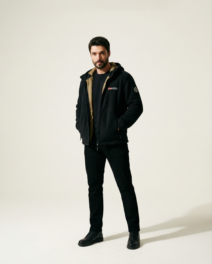 Kapuzen-Sweatjacke mit Fleecefutter
