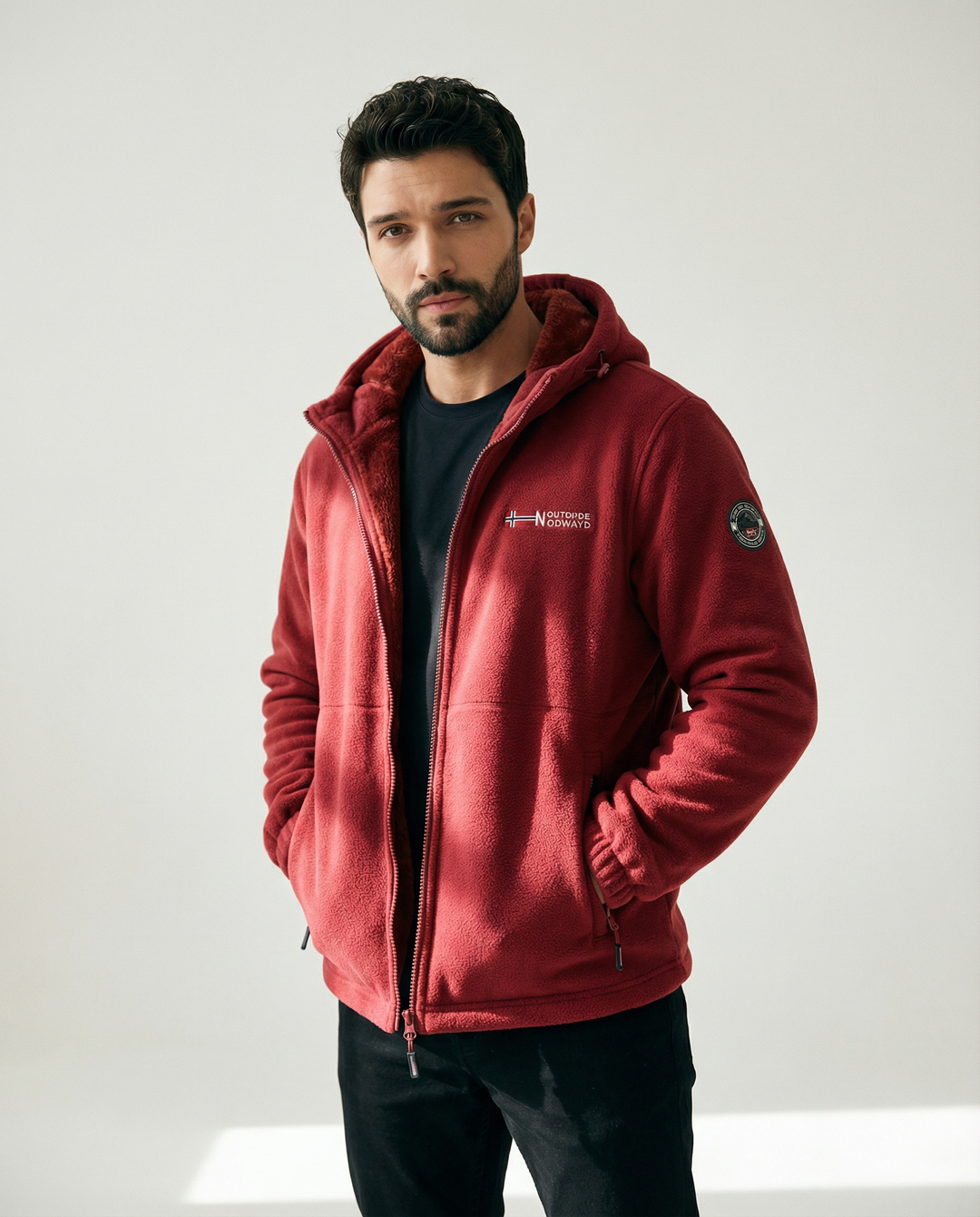 Kapuzen-Sweatjacke mit Fleecefutter