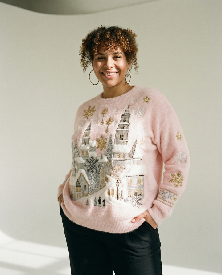 Pullover aus gewebtem Flanell mit halber Knopfleiste