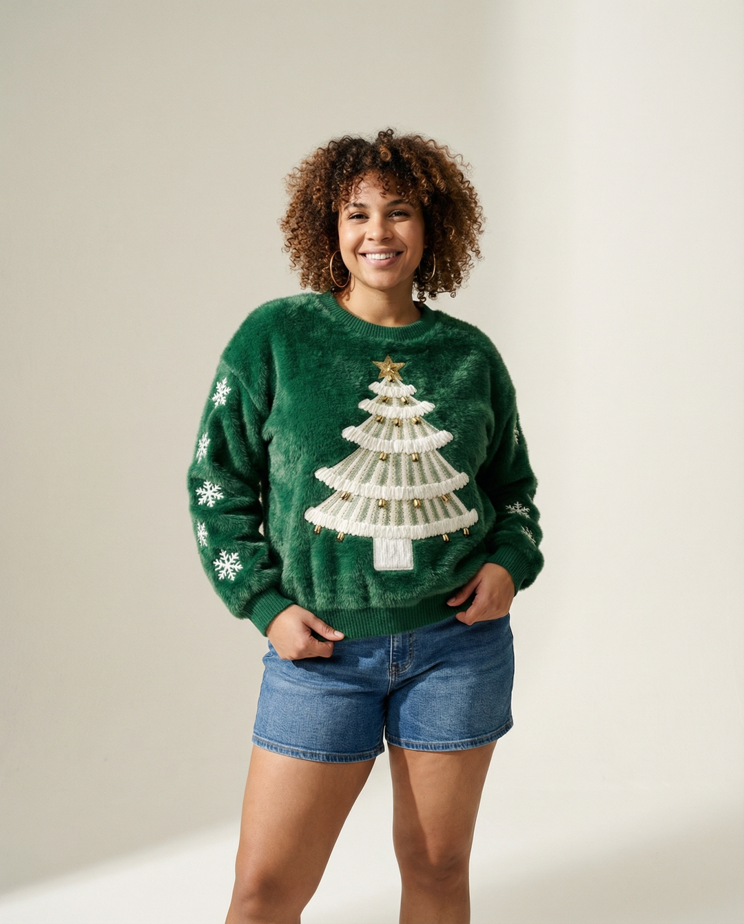 Pullover aus gewebtem Flanell mit halber Knopfleiste