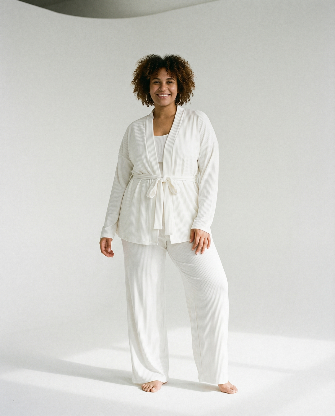 Mit Gürtel gestricktes Homewear-Set