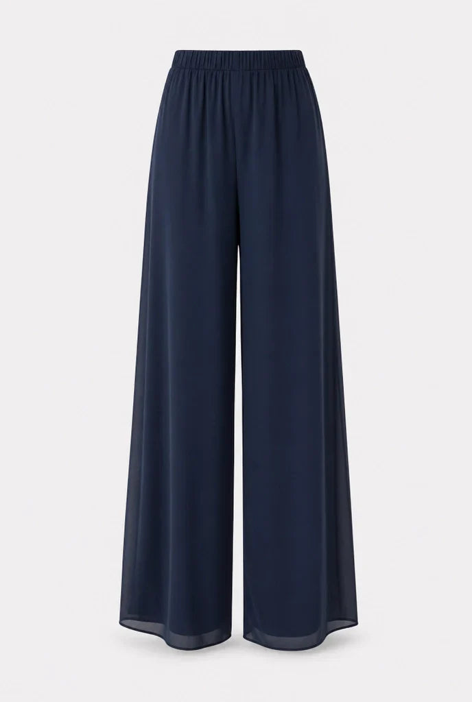 Sivela – Asymmetrischer Chiffon-Überwurf Palazzo-Set
