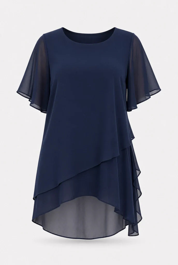 Sivela – Asymmetrischer Chiffon-Überwurf Palazzo-Set