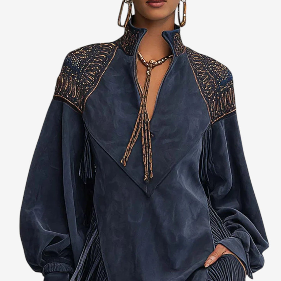 Nivora – drapiertes gewebtes Minikleid