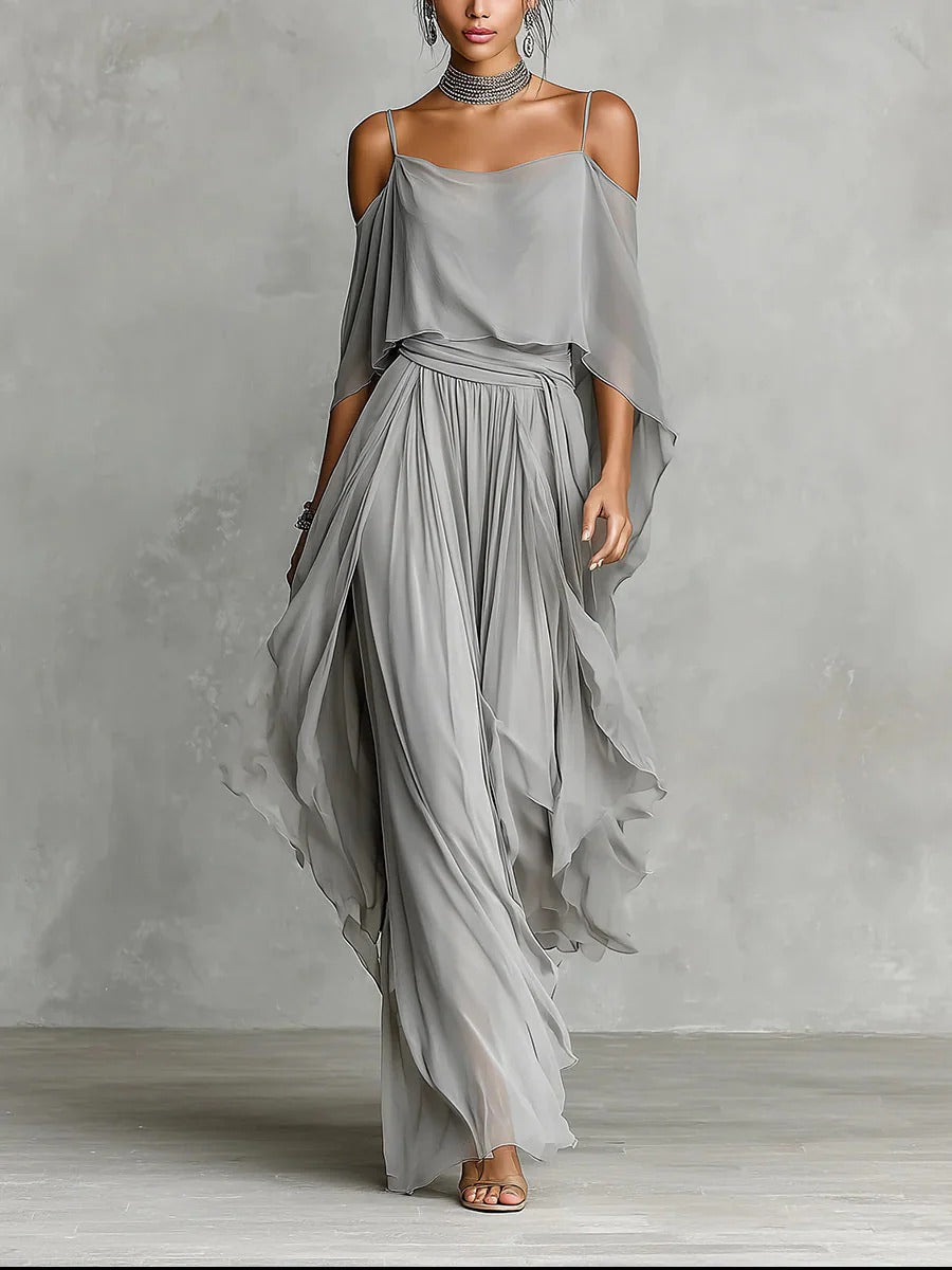 Kevara – schulterfreies Chiffon-Set