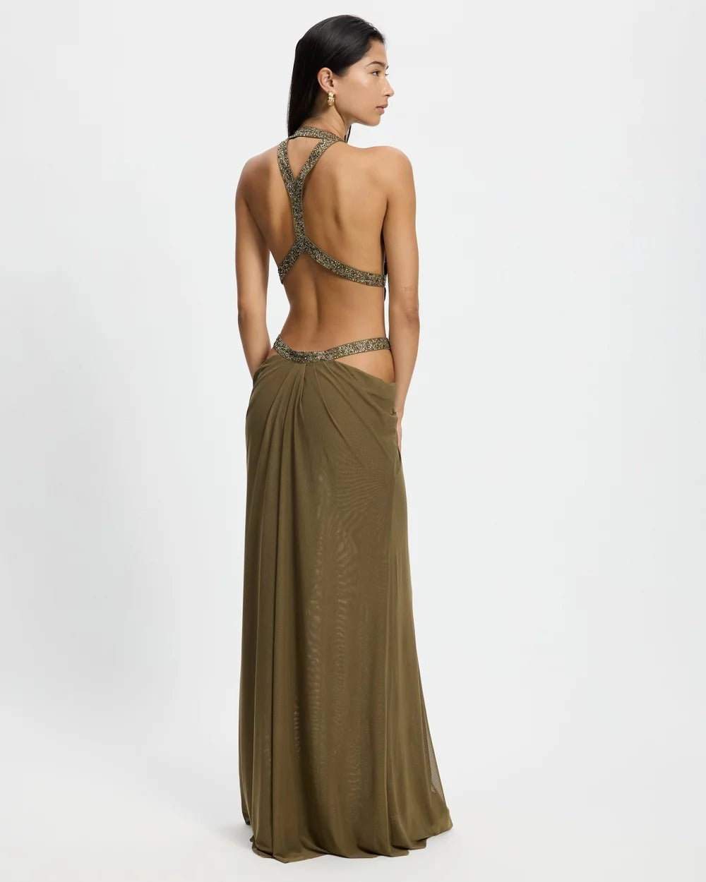 Avenna – Schlitzdetails – Stretch-Jersey – Maxikleid