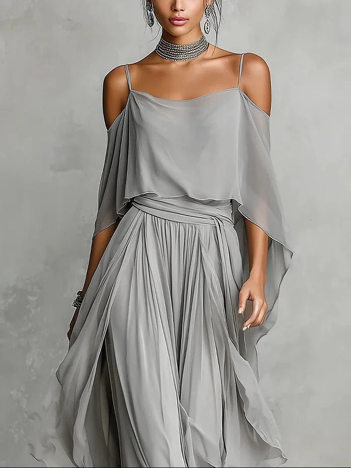 Kevara – schulterfreies Chiffon-Set
