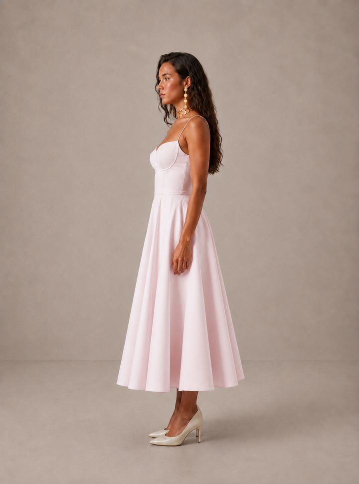 Averla – Herzausschnitt-Kleid aus technischem Gewebe