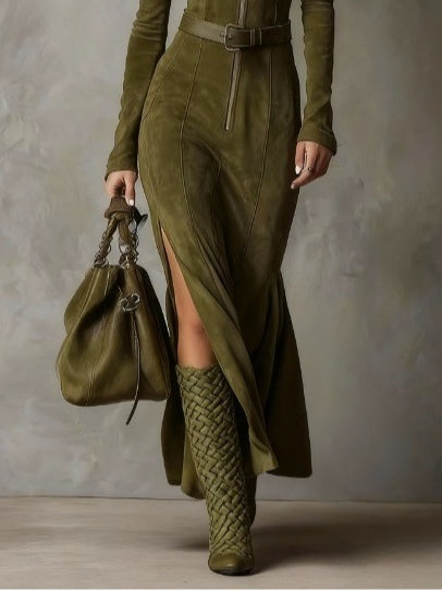 Navira – Kleid im Wildleder-Look mit Gürtel