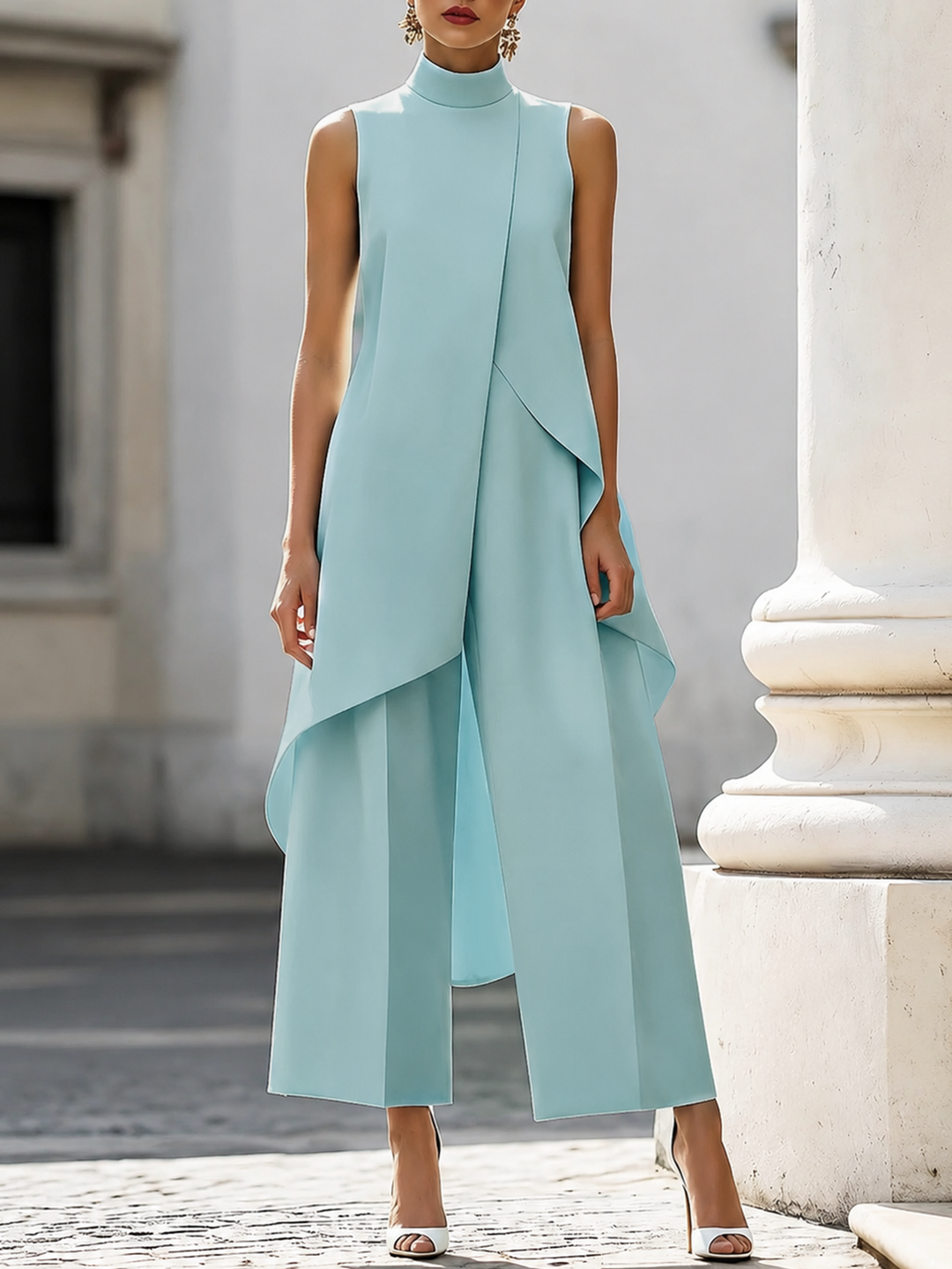 Iverra – Asymmetrischer gewebter Jumpsuit mit Front-Einsatz