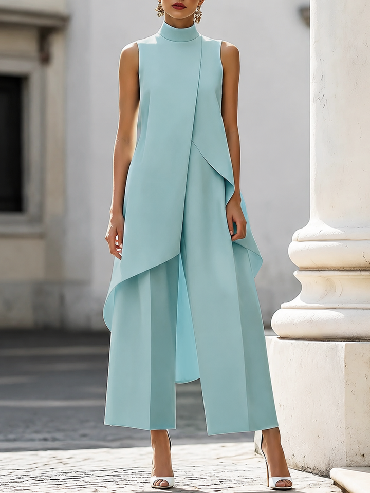 Iverra – Asymmetrischer gewebter Jumpsuit mit Front-Einsatz