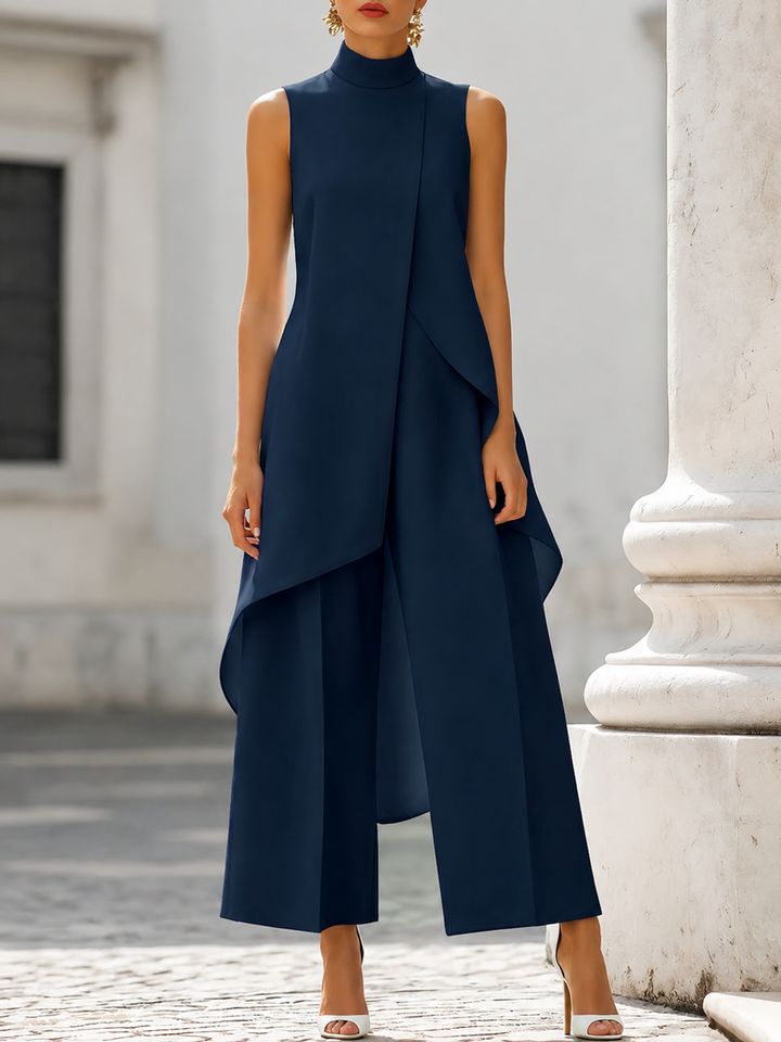 Iverra – Asymmetrischer gewebter Jumpsuit mit Front-Einsatz
