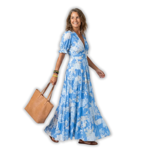 Avyra – V-Ausschnitt Blumendruckkleid