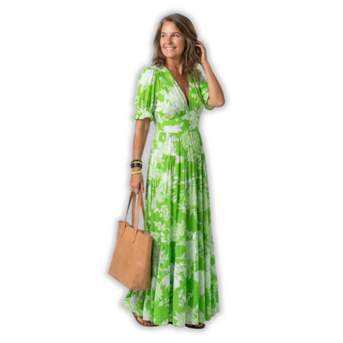 Avyra – V-Ausschnitt Blumendruckkleid