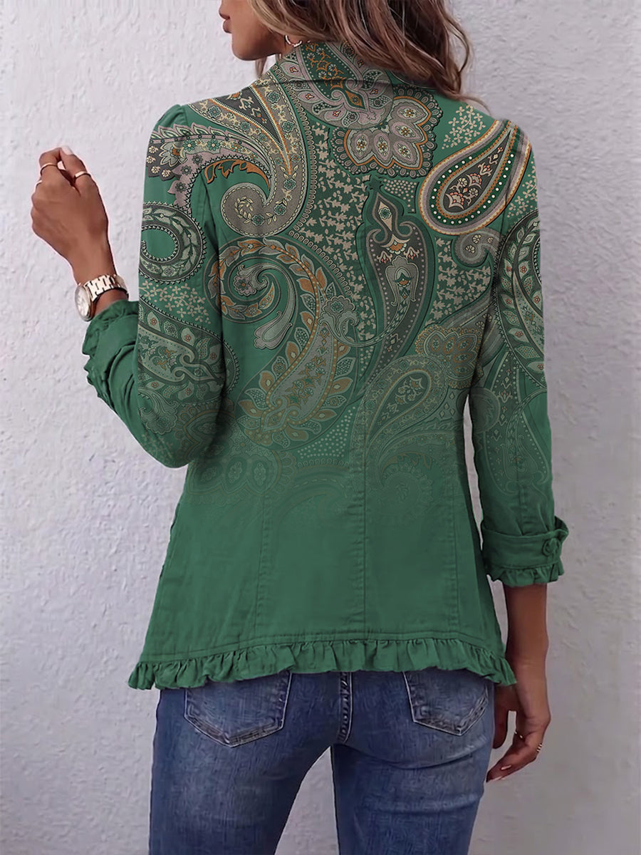 Nalira – Jacke aus Kaschmirmischung mit Rüschenbesatz am Saum