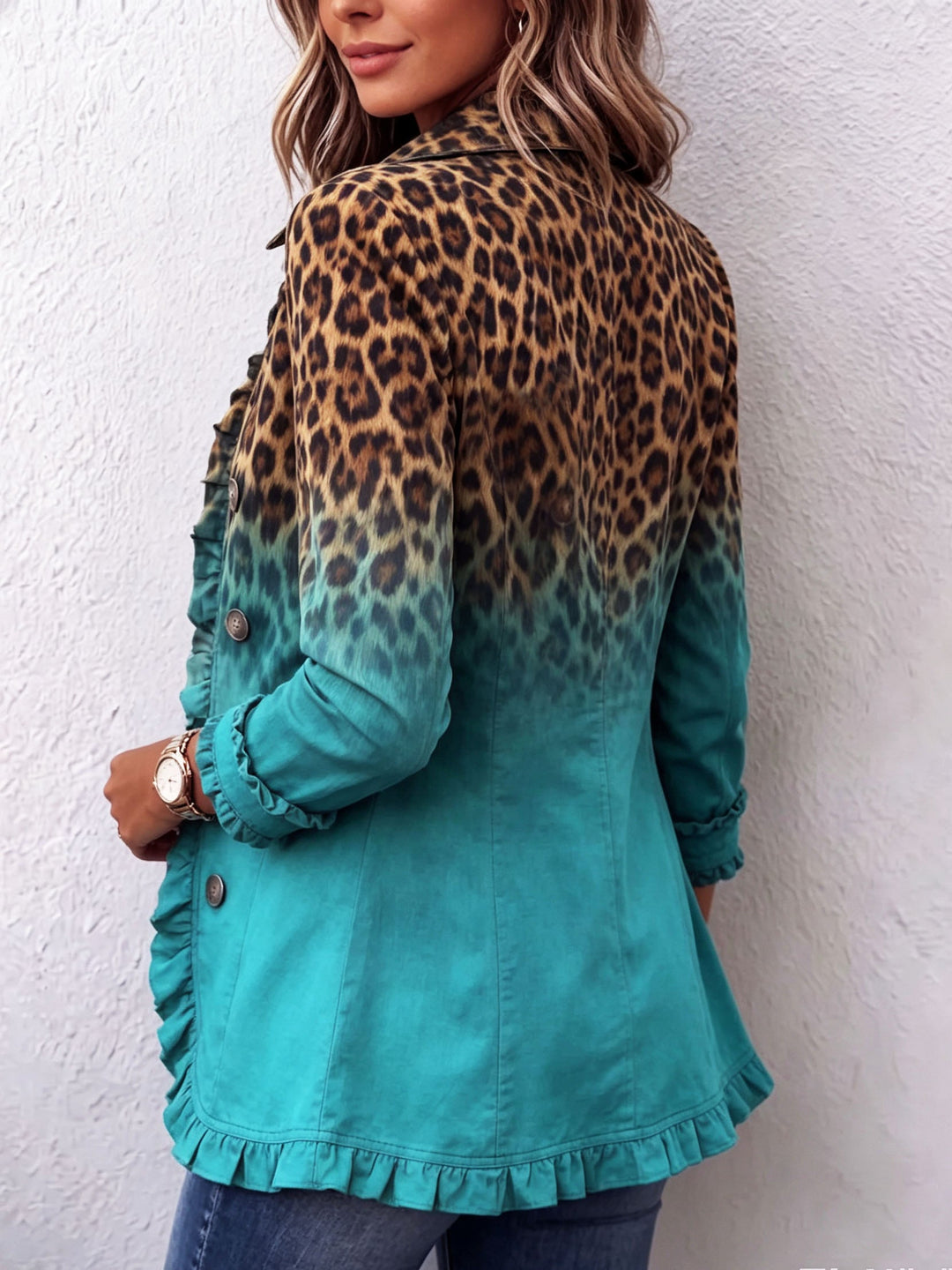 Nivaya – Leopardenprint- und Ombré-Effekt-Blazerjacke