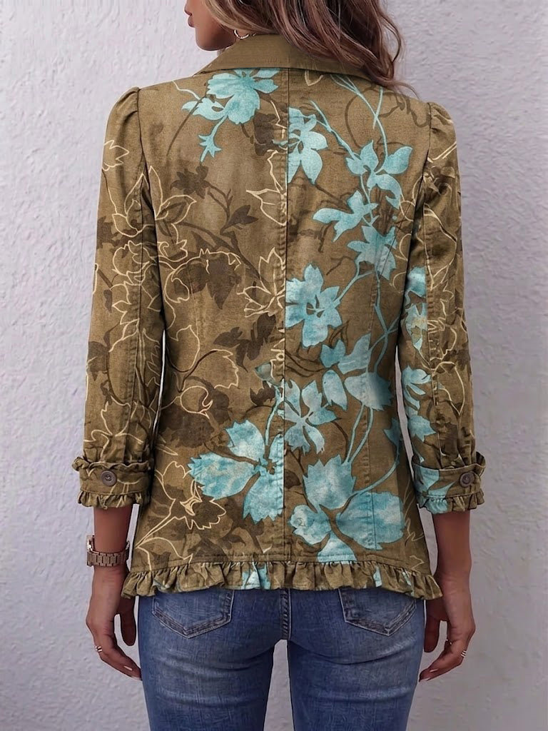 Reniva – Jacke mit Rüschensaum und floralem Ombré-Muster