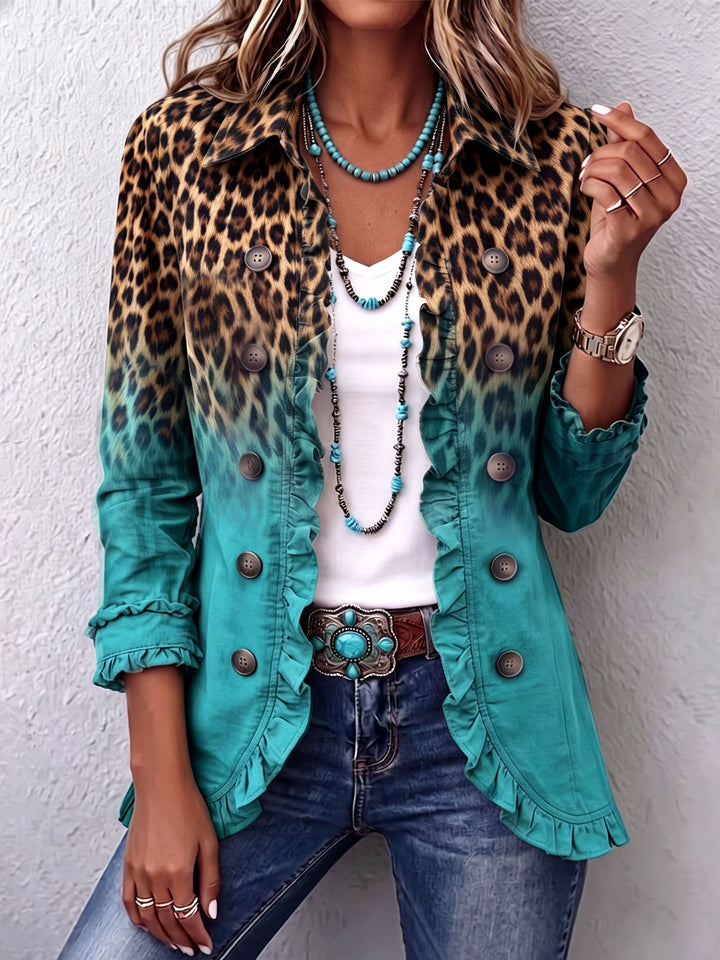 Nivaya – Leopardenprint- und Ombré-Effekt-Blazerjacke