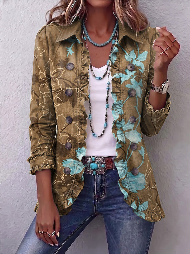 Reniva – Jacke mit Rüschensaum und floralem Ombré-Muster