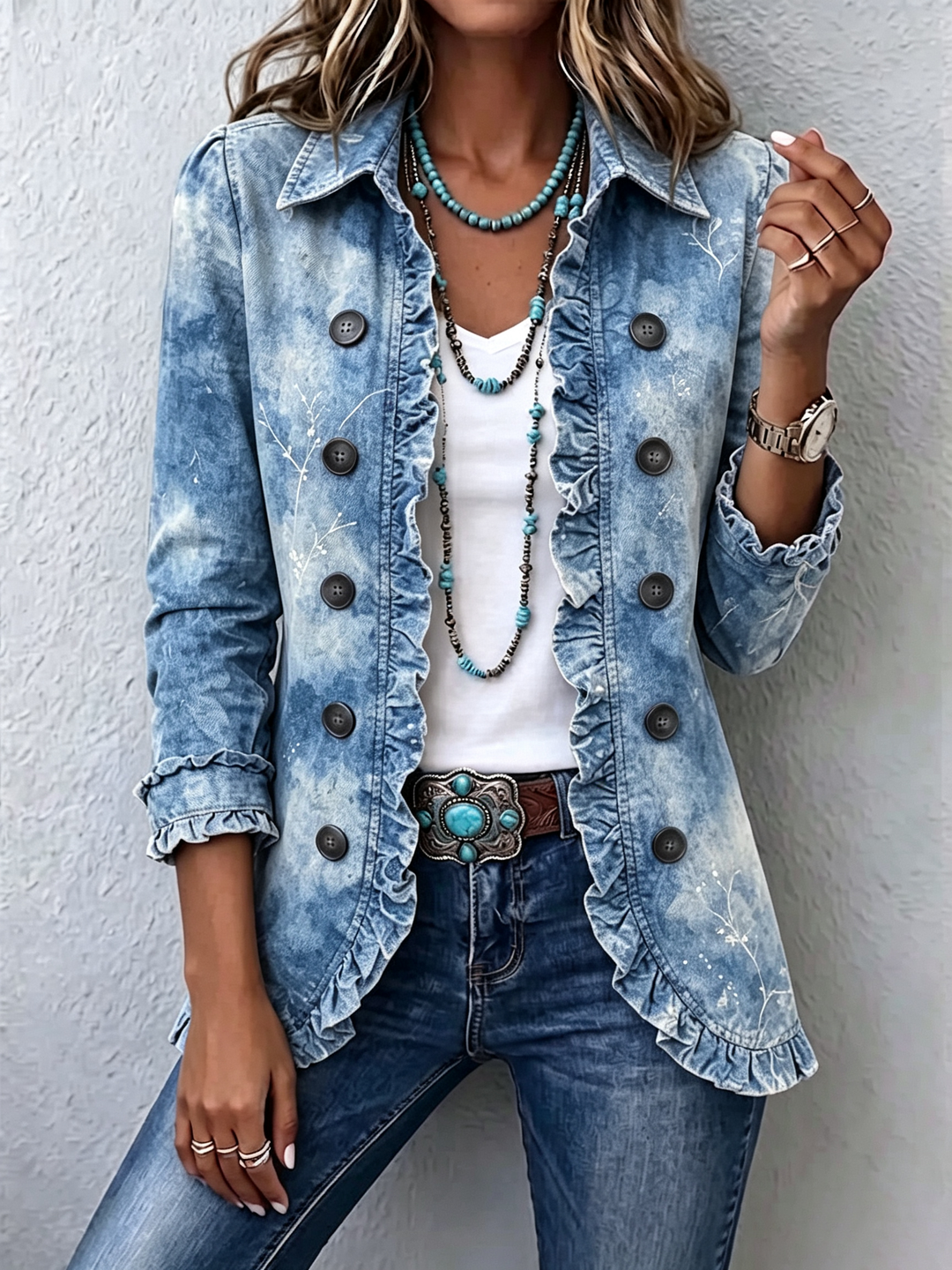 Selora – Ombré-Botanik-Druck-Jacke