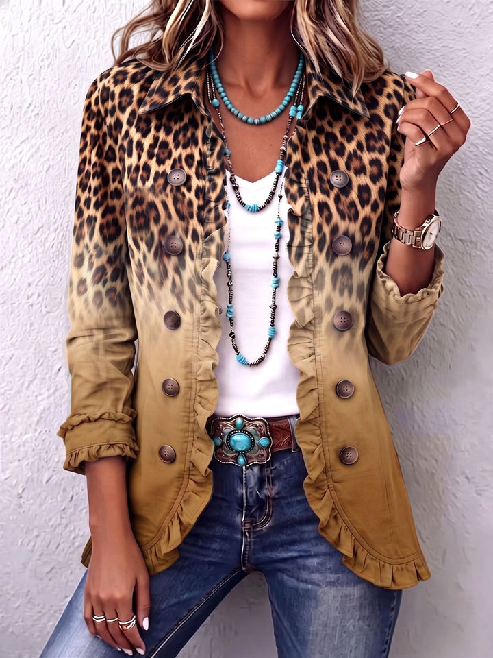 Nivaya – Leopardenprint- und Ombré-Effekt-Blazerjacke