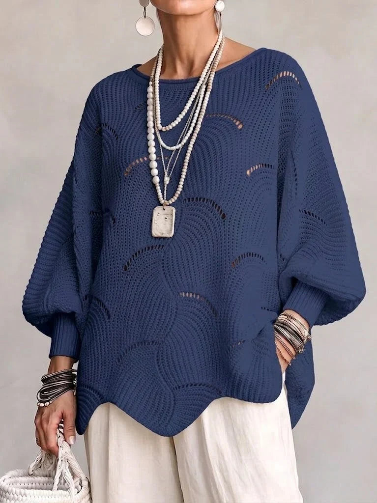Velira – wellenförmiger, offen gestrickter Pullover