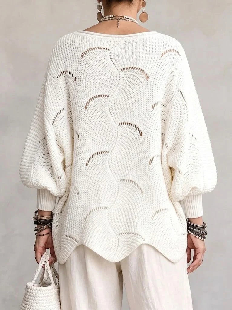 Velira – wellenförmiger, offen gestrickter Pullover