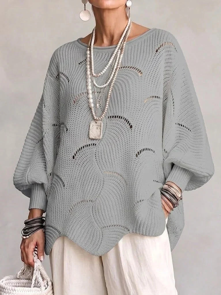 Velira – wellenförmiger, offen gestrickter Pullover