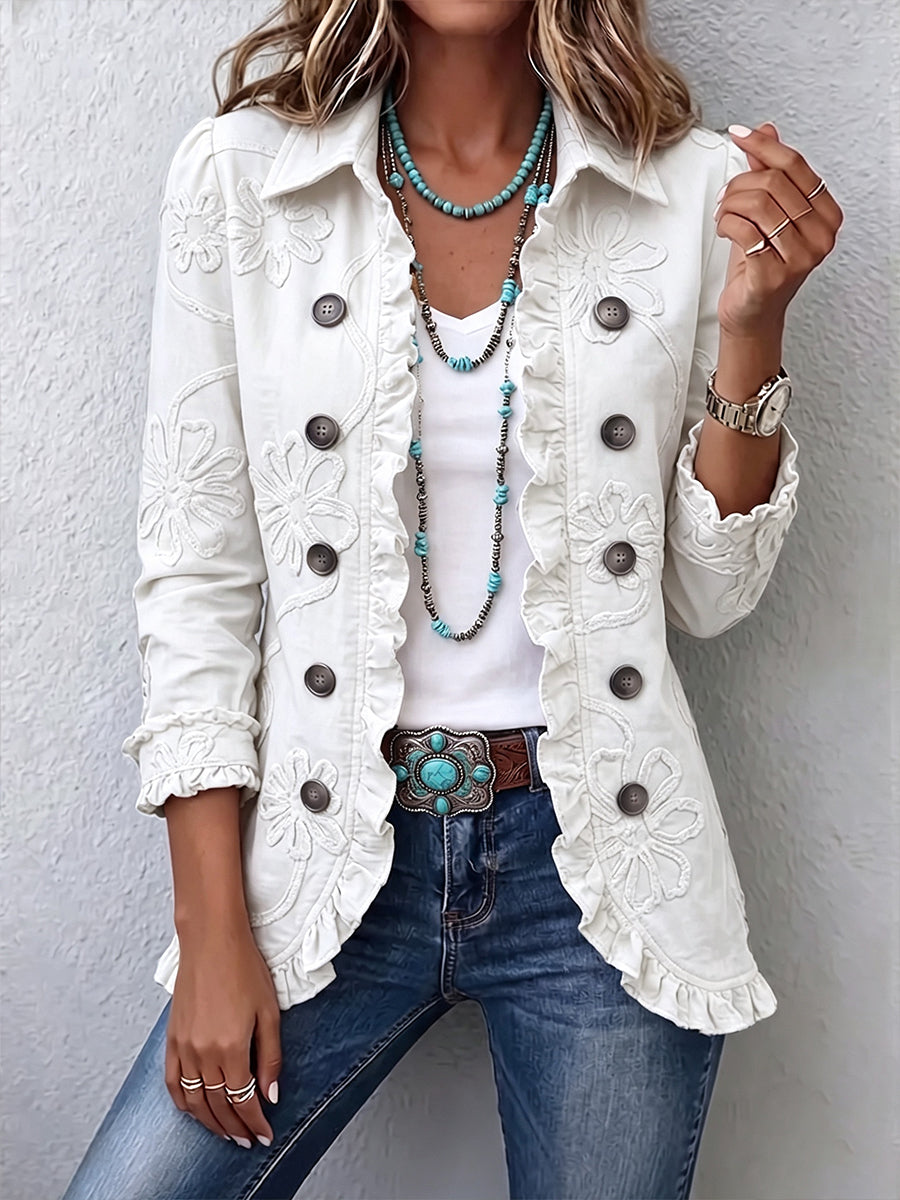Vesara – Mit floraler Stickerei gewebte Jacke