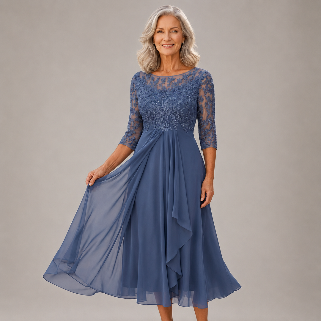Soreli – Spitzenoberteil-Chiffonkleid