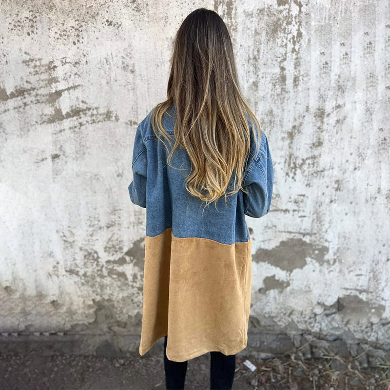 Calyra – Trenchcoat aus gewebtem Stretch mit Jeansnähten