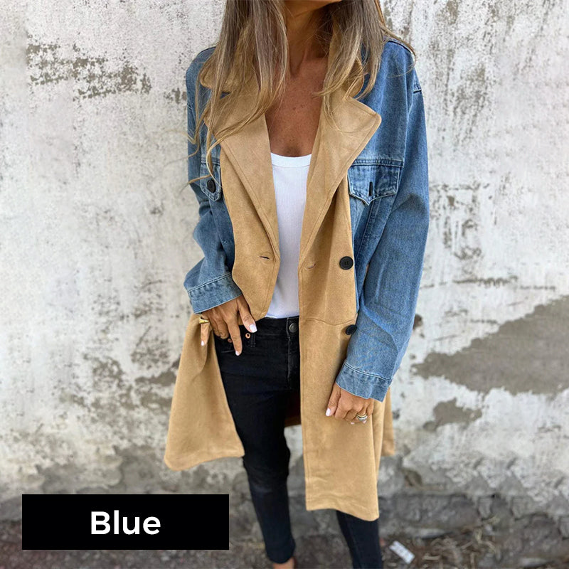 Calyra – Trenchcoat aus gewebtem Stretch mit Jeansnähten
