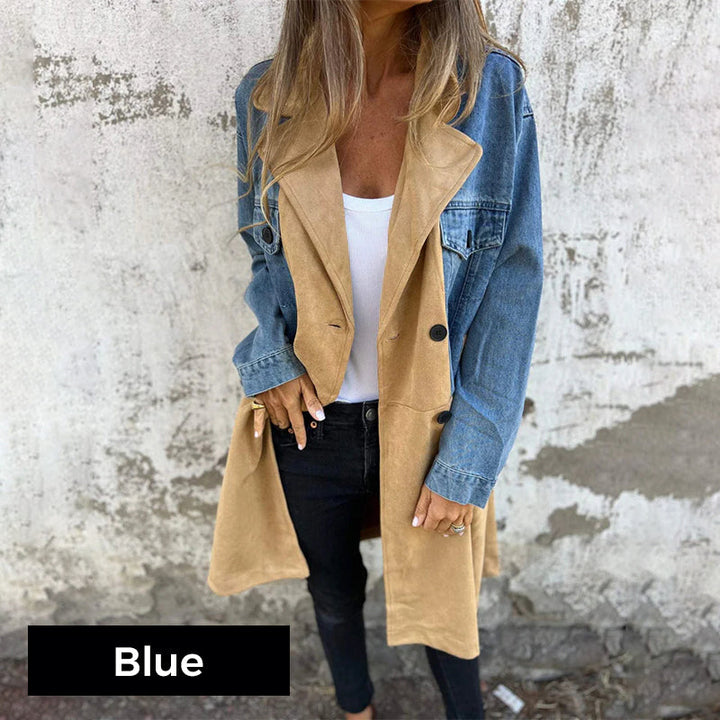 Calyra – Trenchcoat aus gewebtem Stretch mit Jeansnähten